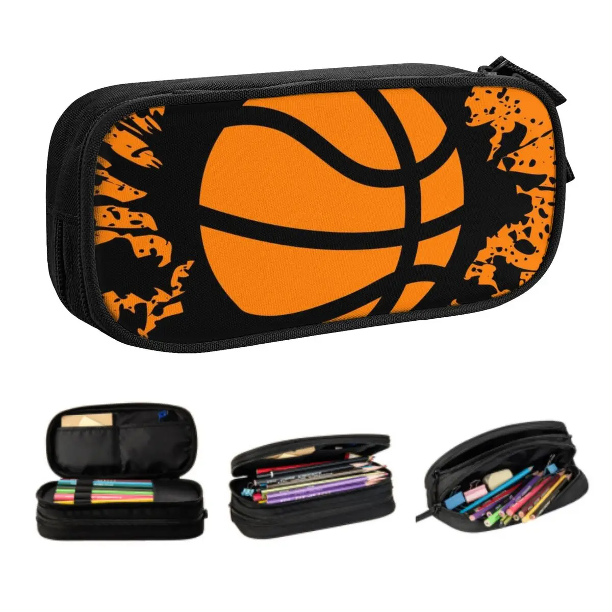 Basketball Splat Custom Kawaii Pencil Case Girl Boy Large Capacity Pencil Bag Pouch Students Stationery