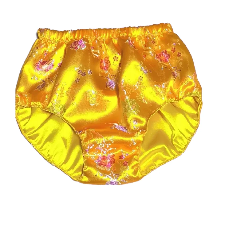 Man\'s Golden Floral Embroidery Soft Touch Silky Briefs Live Show DJ Club Sexy Costumes Private Party