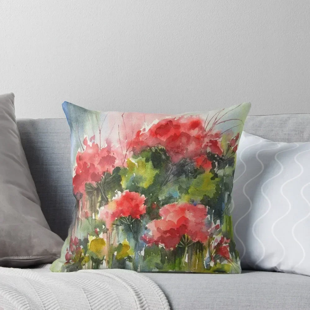 

Red Geraniums Throw Pillow Pillowcase Cushion luxury decor Couch Cushions pillow cover christmas pillow