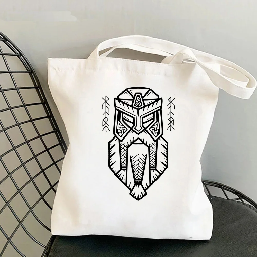 Viking tote bag canvas  shopping y2k shoulder  foldable femme