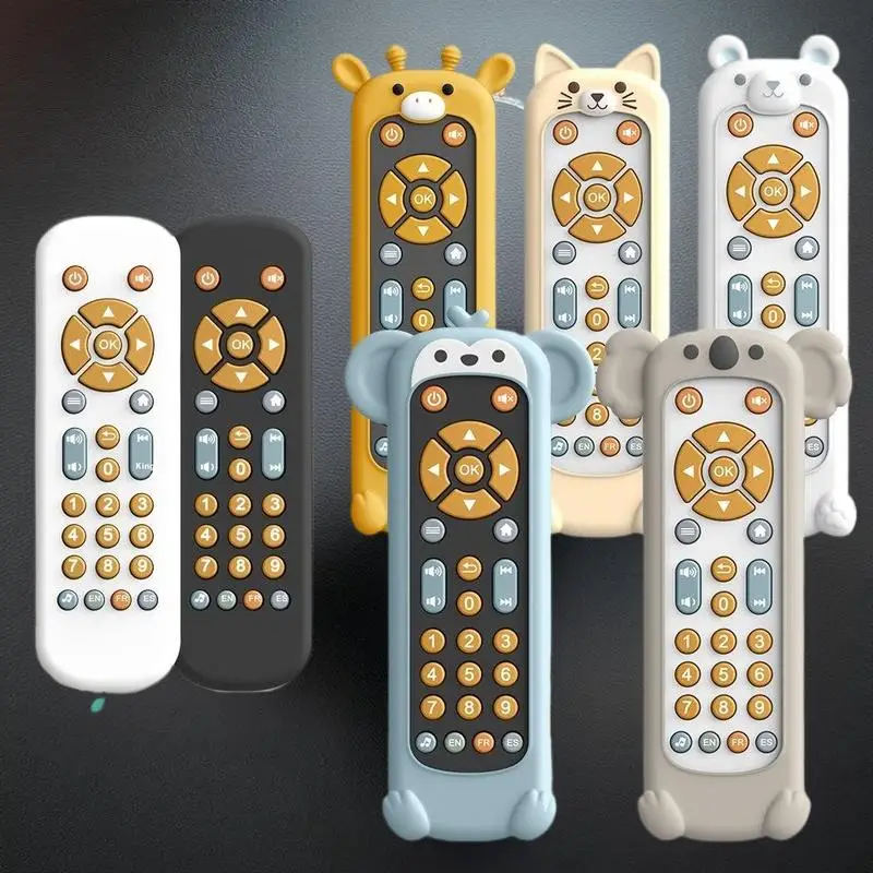 1 قطعة لعبة موسيقية للأطفال عن بعد حسية لعمر 1 2 3 سنوات للأطفال الرضع محاكاة التلفزيون ألعاب التحكم عن بعد مع الموسيقى والضوء