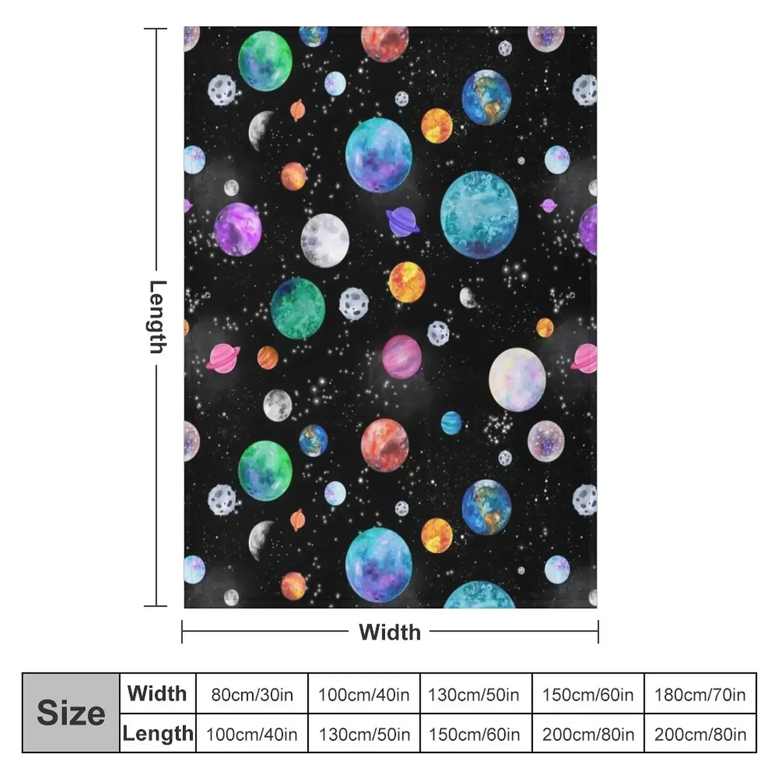 Watercolor Galaxy Planets In Outer Space Throw Blanket Warm Decorative Beds Furry Nap Summer Beddings Bed linens Blankets