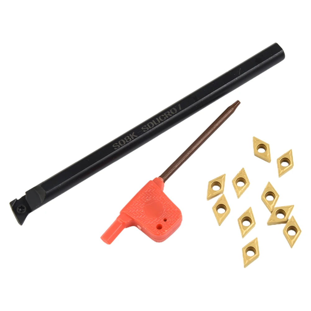 

S08K SDUCR07 8mm Shank Lathe Tool Holder Boring Bar + DCMT070204 Carbide Blade Manufactured with High Quality Material