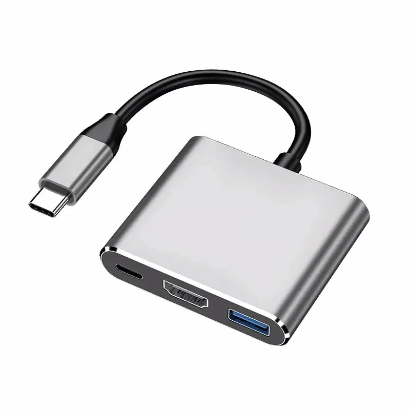 Hub Usb-C 3 In 1 maschio a femmina Hdmi compatibile 4k Usb 3.1 adattatore di ricarica da tipo C a Usb 3.0 per convertitore Macbook Air 12