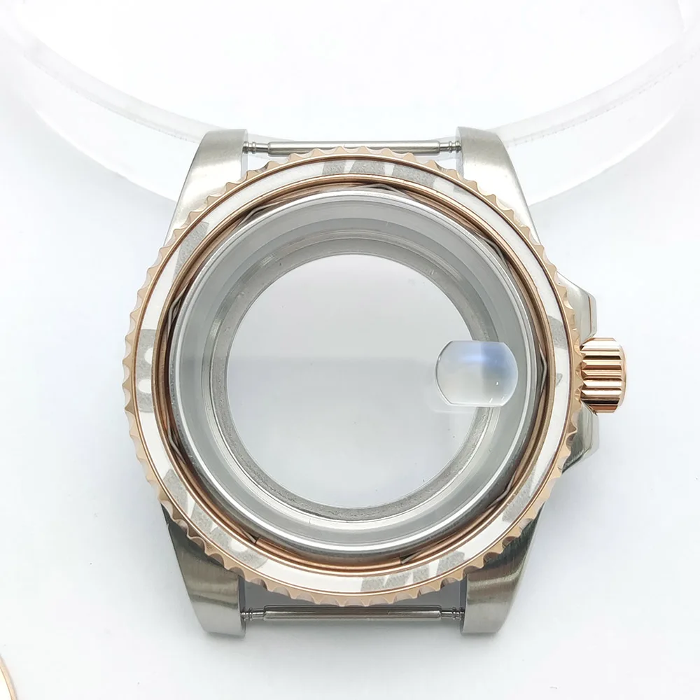 Cassa per orologio in oro/nero/argento da 40 mm vetro zaffiro per movimento Nh34 Nh35 Nh36 8215 Eta2824 quadrante da 28,5 mm cassa Yacht-Master