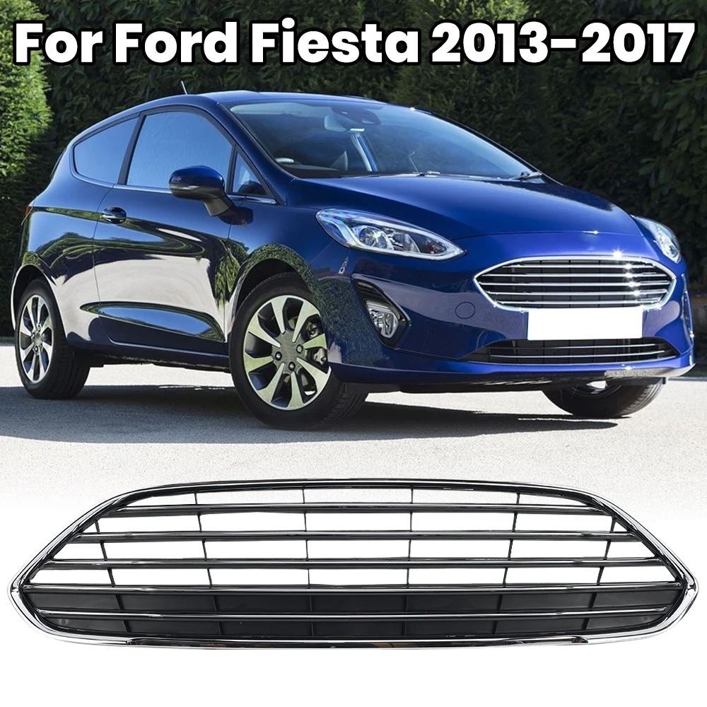 

Front Honeycomb Grills Mesh Grille For Ford Fiesta 2013 2014 2015-2017 ABS Replacement Chrome Racing Grills FD283BZACN Parts