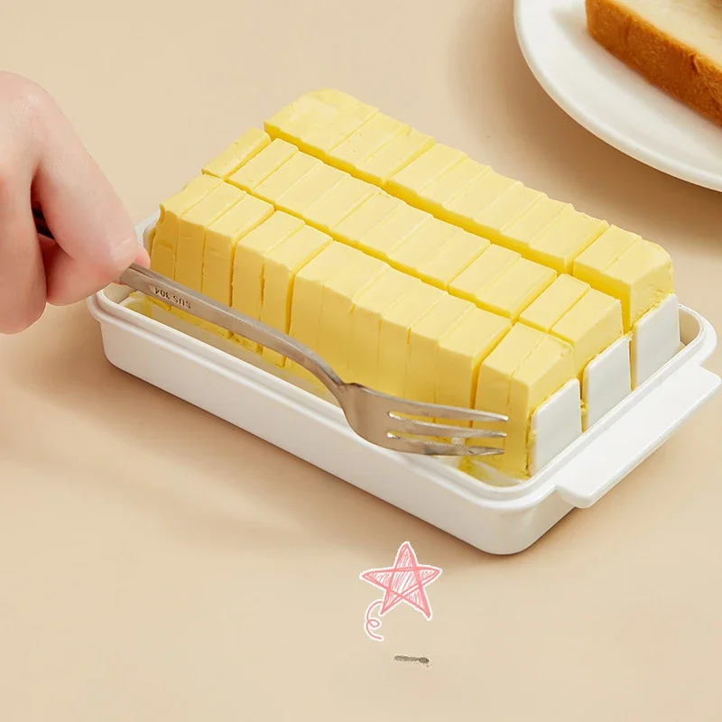 Butter Cutting Crisper Cheese Cheese Storage Box with Lid Removable and Washable Refrigerator Butter Knife Cutting Container