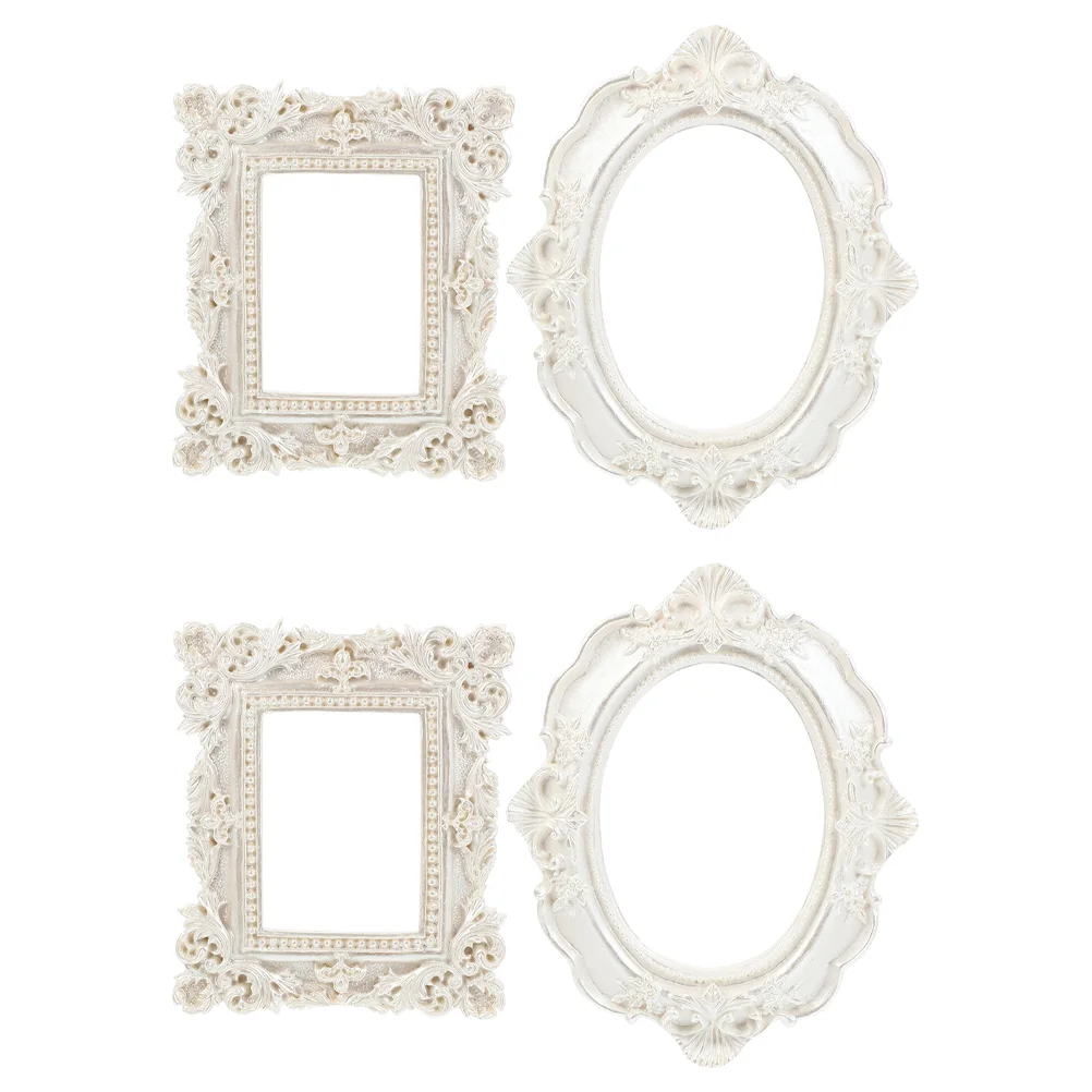 4 Pcs Photo Frame Prop Creative Photograph Decor European Style for Desktop Resin Props Wedding