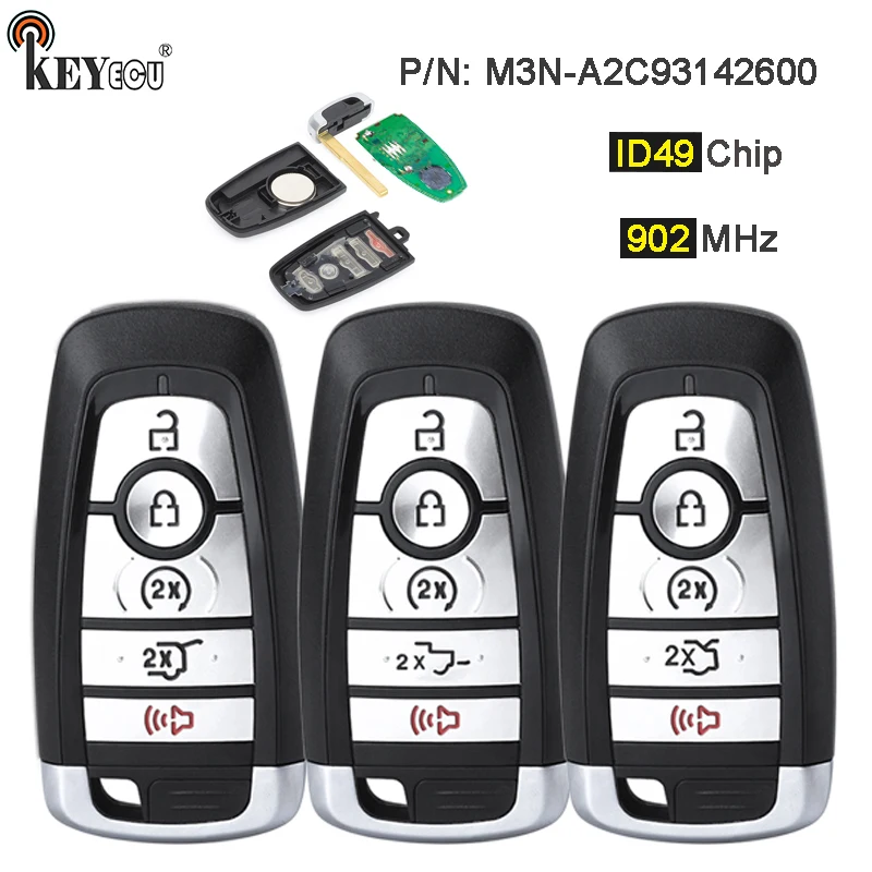 KEYECU 902MHz ID49 Chip M3N-A2C93142600 Smart Remote Key Fob for Ford Edge Mustang Lincoln Navigator Nautilus Aviator Corsair