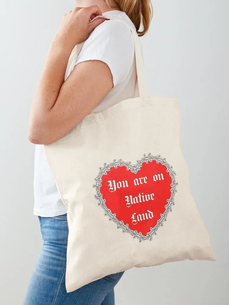 Native Land Valentine heart Tote Bag personalized tote Lady bags custom fabric bag canvas tote