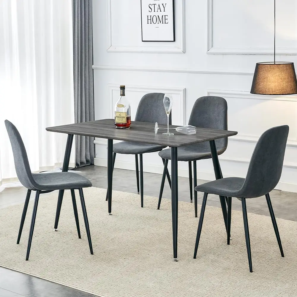 Dining Table Set for 4,Modern Rectangle Wood Dining Table and Fabric Dining Chairs 4, 5 Piece Kitchen Table and Chairs