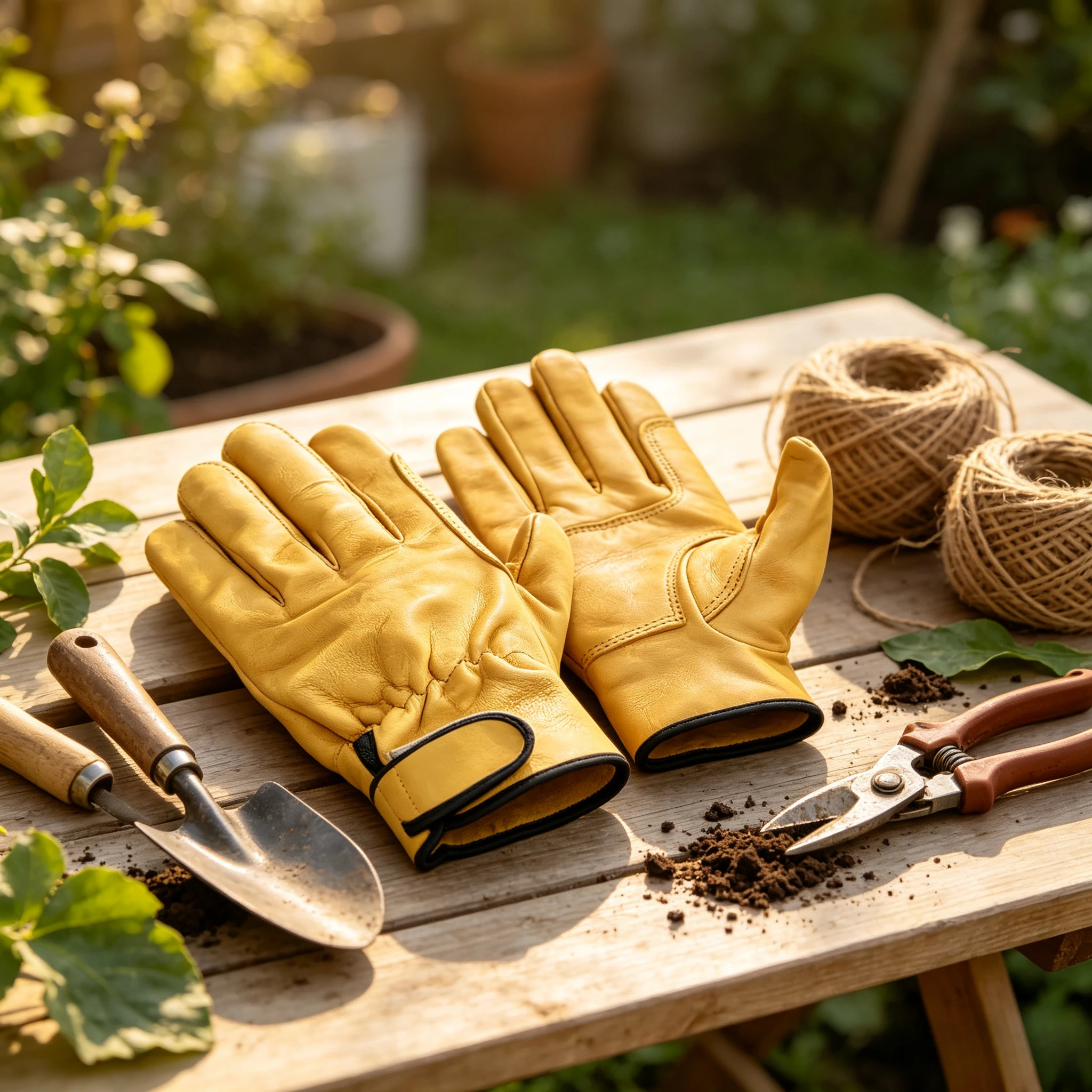 Cowhide Leather Work Gloves Wear‑Resistant Heavy‑Duty Gloves for Garden Yard Work Motorcycle Driving Sports Outdoor Manual Tasks