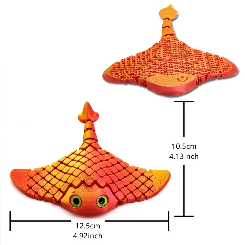 3D Printed Ray Fish Figurine Manta Model Toy Ocean Aquatic Animal -Bionic Stingray Movable Devil Ornament