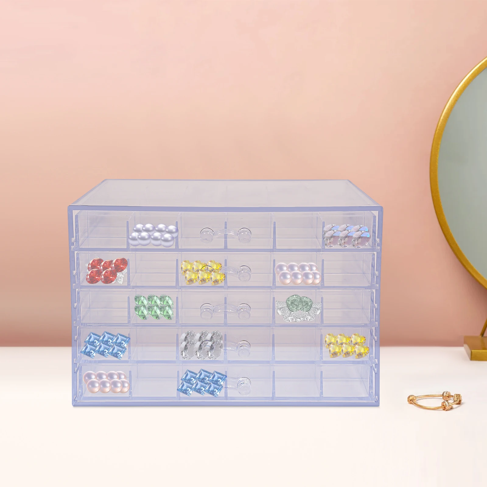 

Compartment Storage Box 120 Grids Acrylic Organizer Box with 5 Drawers Storage Containers Transparent Organizer for Crafts,Clear