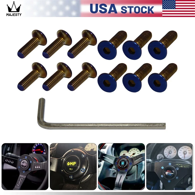 12Pcs Steering Wheel Bolt Screw Kit For Momo Nardi Personal NRG Sparco Flat Head view 3