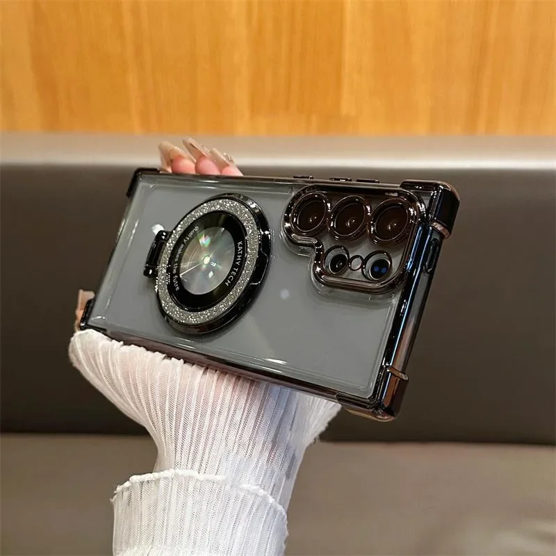 حافظة فاخرة متدرجة لامعة لهاتف سامسونج جالاكسي S25 FE Edge S24 S23 S22 Plus Ultra A17 07 56 36 16 غطاء متين مطلي #5