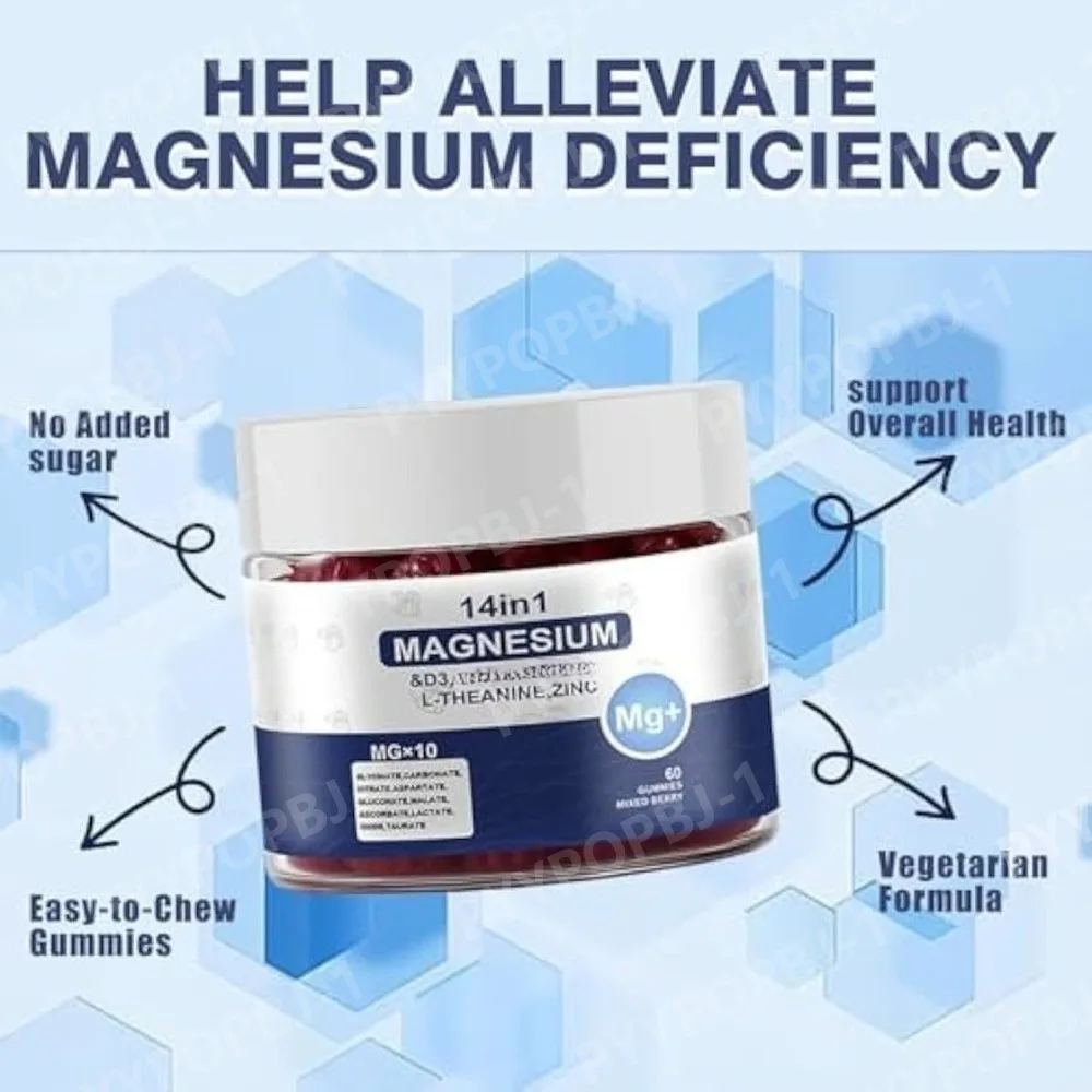 

Magnesium Complex 14-in-1 Gummies L-Theanine D3 Zinc Magnesium Complex Gummies for Women Men for Relaxtion Energy