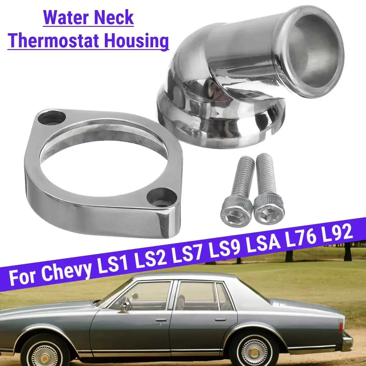 45 Degree Car Cooling Coolant Water Distribution Pipe Thermostat Housing Cover For Chevy LS1 LS2 LS3 LS7 LS9 4.8L 5.3L 6.0L