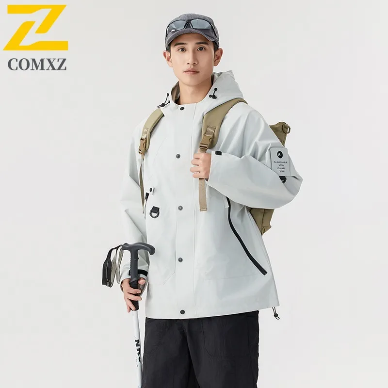 COMXZ Men Bread Jacket Warm Functional Waterproof Mountaineering Solid Color Winter Jacket Snowy Windproof Outdoor Padded Jacket