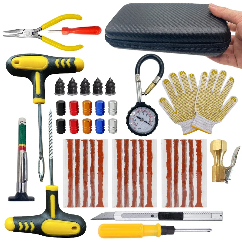 

Motorcycle Tire Repair Kit car Puncture Plug Tools Tyre Puncture Emergency for Tire Strips Stirring Glue Repair Tool Kit