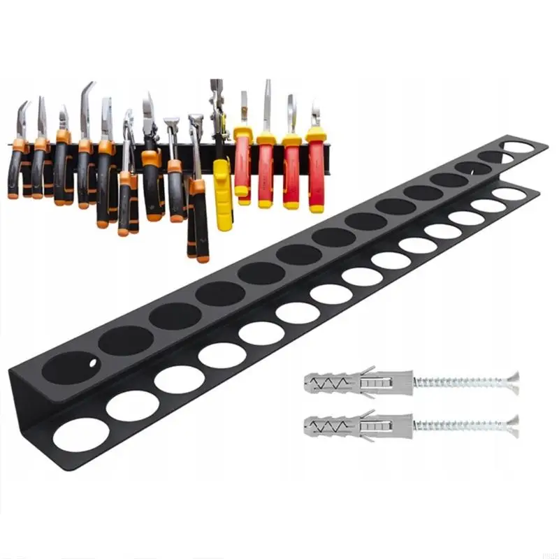 P82E Space Saving Wall Mount Tool Rack For Screwdrivers Pliers Tool Organization