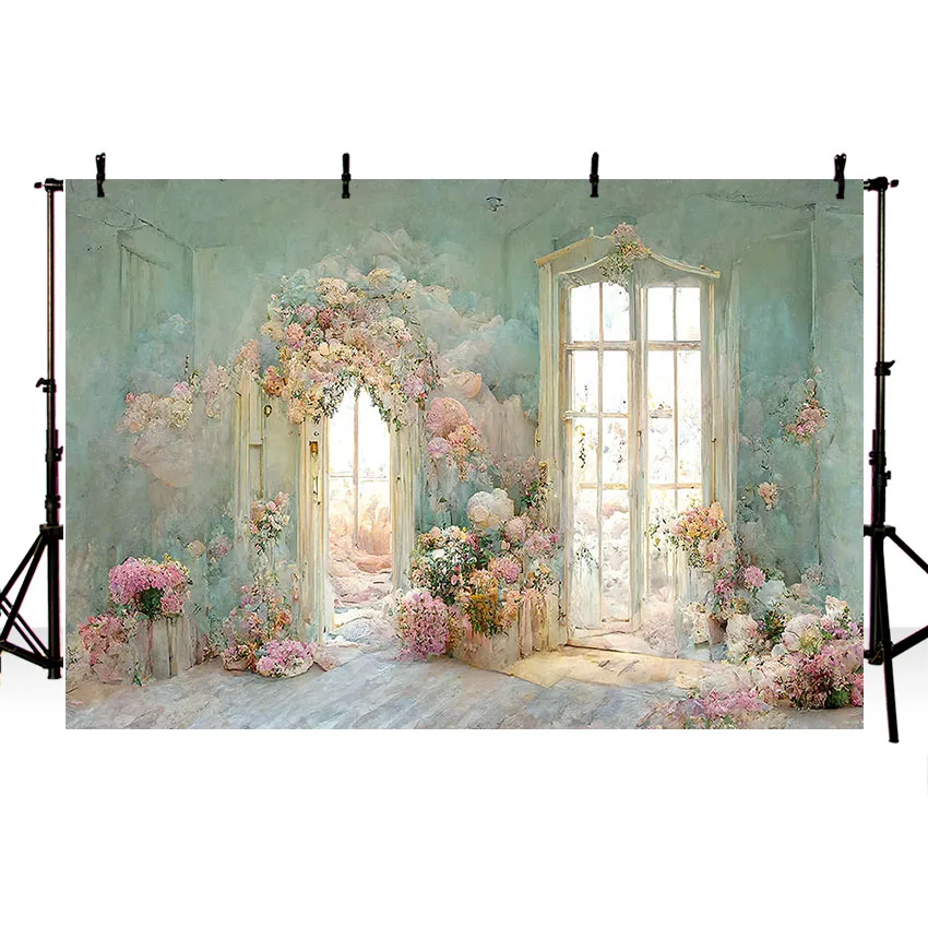 Mehofond Photography Background Vintage Room Oil Painting Flowers Girls Birthday Party Portrait Decoration Backdrop Photo Studio