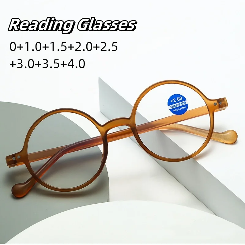 

Retro Small Round Frame Anti Blue Light Glasses TR90 Lightweight Presbyopia Eyewear Men's Women's Far Sight Eyeglasses To +4.0