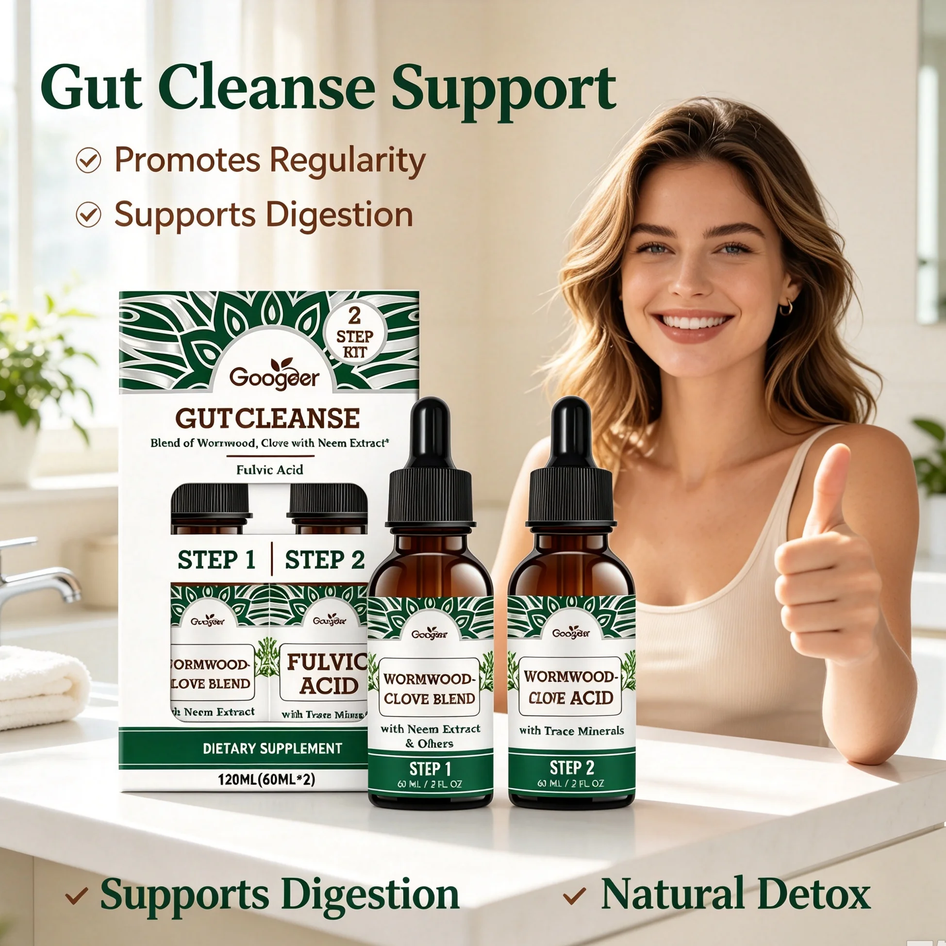 Complex Gut Support Oral Drops Set Herbal Liquid Supplement For Intestinal Balance Detox Cleanse Promote Digestive Comfort