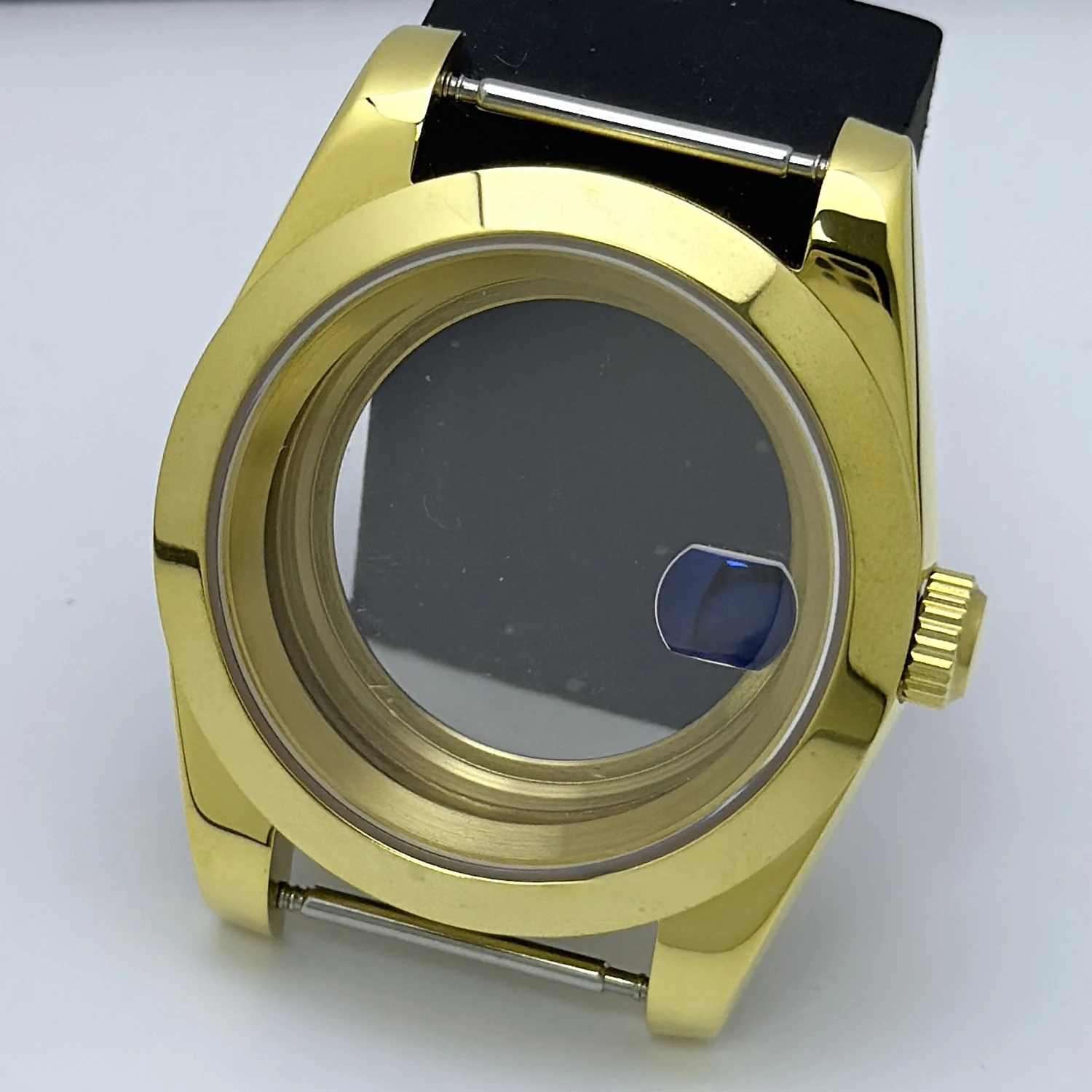 NH35 316L Stainless Steel 36mm/39mm Gold Polish Incline Sapphire Magnifying Glass Watch Case Fit NH35/NH36 Movement