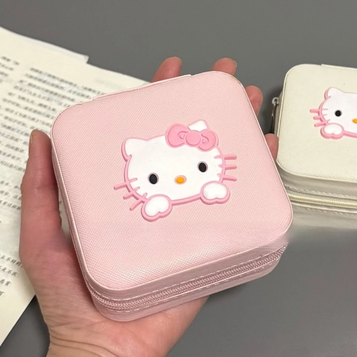 حار بيع جديد الوردي القط صندوق مجوهرات أقراط المحمولة حلقة لطيف صندوق تخزين السفر تخزين الإكسسوارات المدمجة الصغيرة