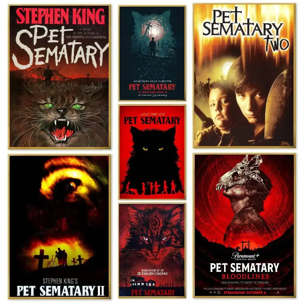 Suspense Movie Pet S-Sematary Poster Art Sticky Wall Waterproof Home Living Room Bedroom Bar Aesthetic Decoration
