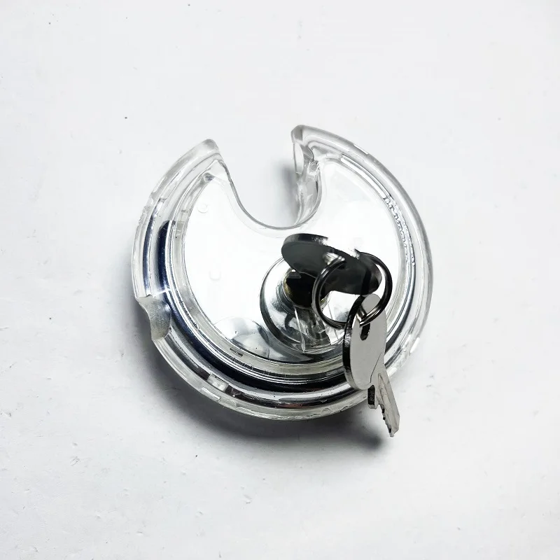 New Arrival Transparent Round Disc Padlock Clear Cutaway Practice Lock for Locksmith Training Visible Skill with 2 Keys