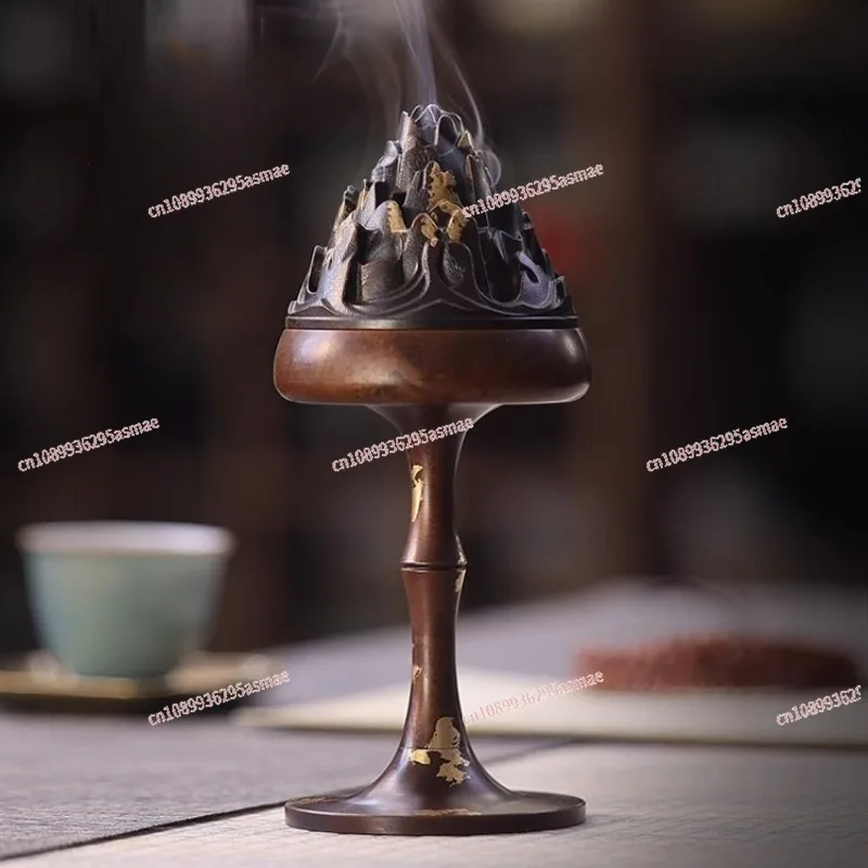 Copper incense burner household indoor plate incense burner Chinese classical incense burner tea table ornament