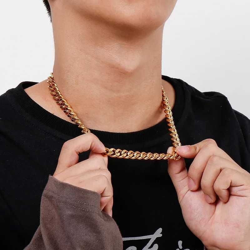 Fongten Sleek Elegant Men's Stainless Steel Necklace Bold NK Chain Trendy Accessories Fashion Jewelry Party Birthday Gift