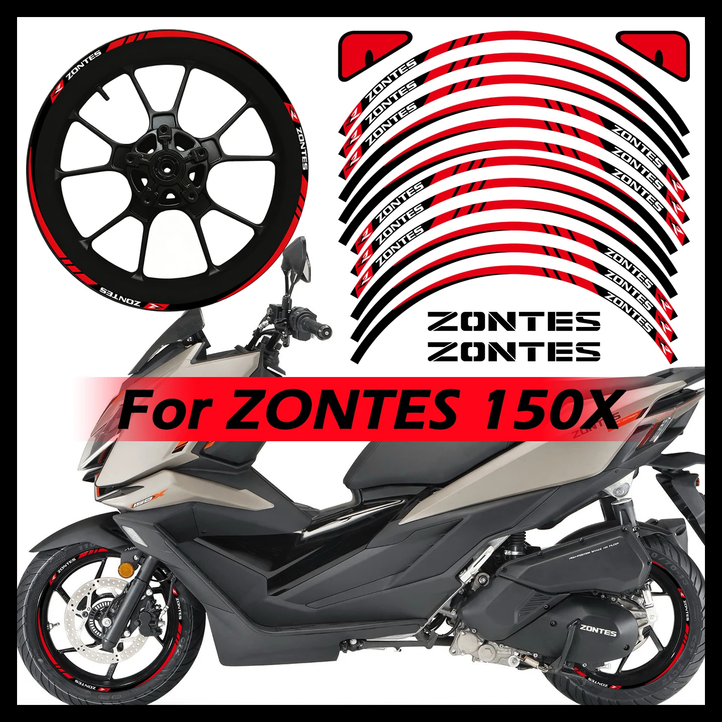 

Для Zontes 150X 150 X 14'' 13'' Светоотражающие наклейки на ступицы колес для скутеров и мотоциклов ADV, виниловые аксессуары для ободов мотоциклов, декоративные наклейки