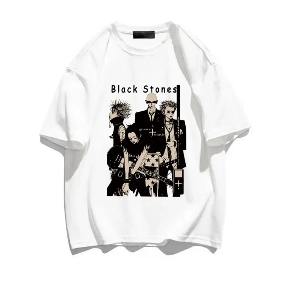 NANA Japanese Anime T-shirt Cartoon Charactor Print Unisex Tops Black Stones Streetwear Sporty Cotton Sweatshirt Men Women Tees