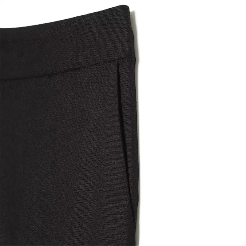 NINE ZAR Women's Lace Decorated High Waist Casual Mid-Length Five-Quarter Pants Comfortable Natural Waist Other Material
