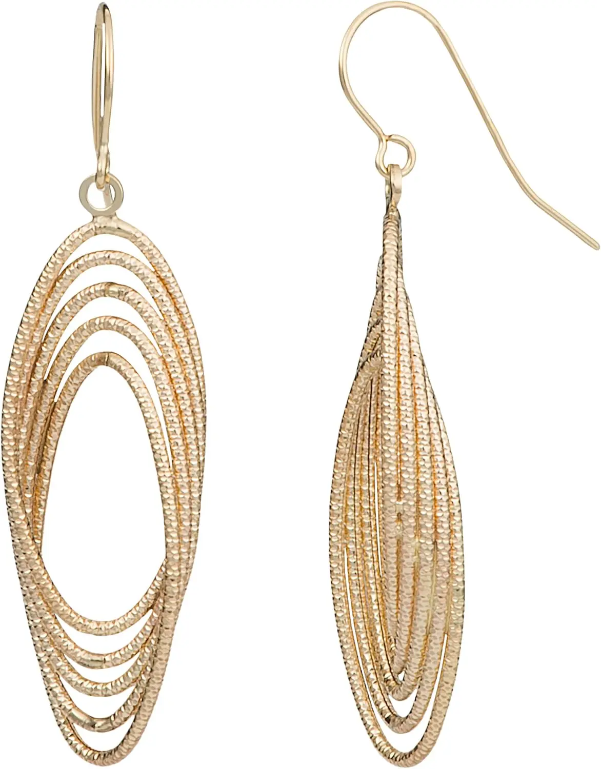 

Elegant Yellow Gold Diamond Twist Drop Earrings