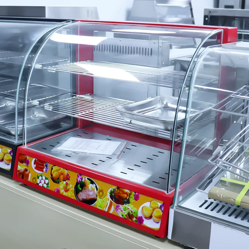 

Food Warming Cabinet Curved Glass Display | Commercial Electric Warmer Stainless Steel Body 50 Trays/Hour Capacity 1C Temppromot