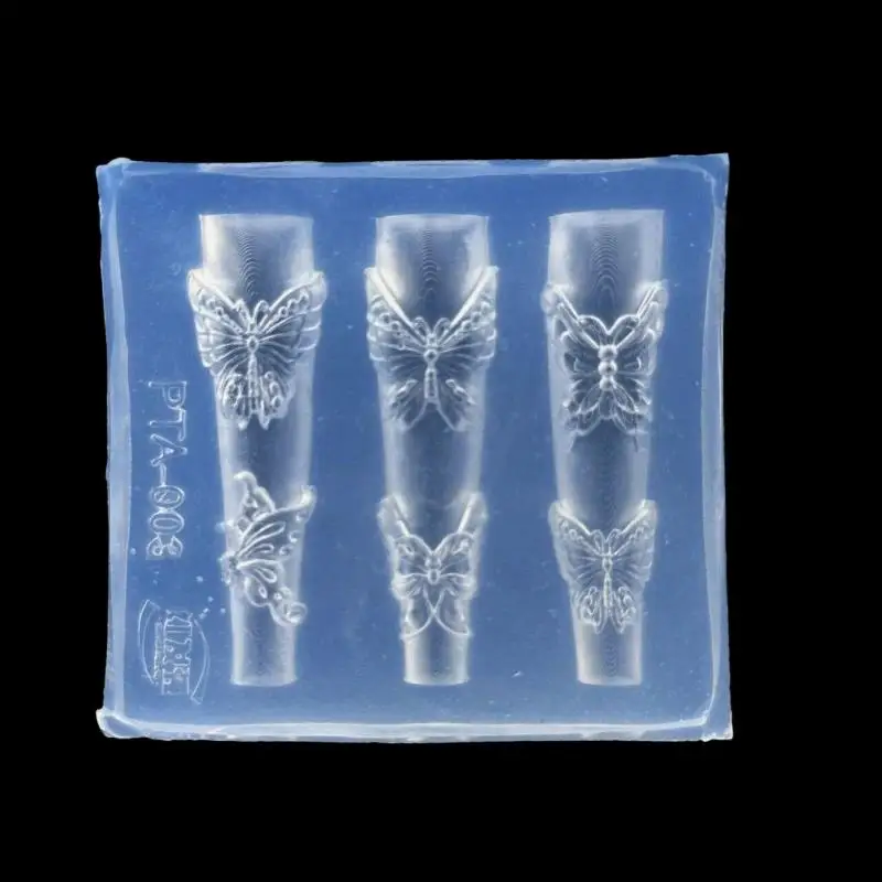 3D Transparent Silicone Nail Carving Mold Bow Flower Butterfly Rose Floral Design DIY Nail Art Decoration Manicure Tool\