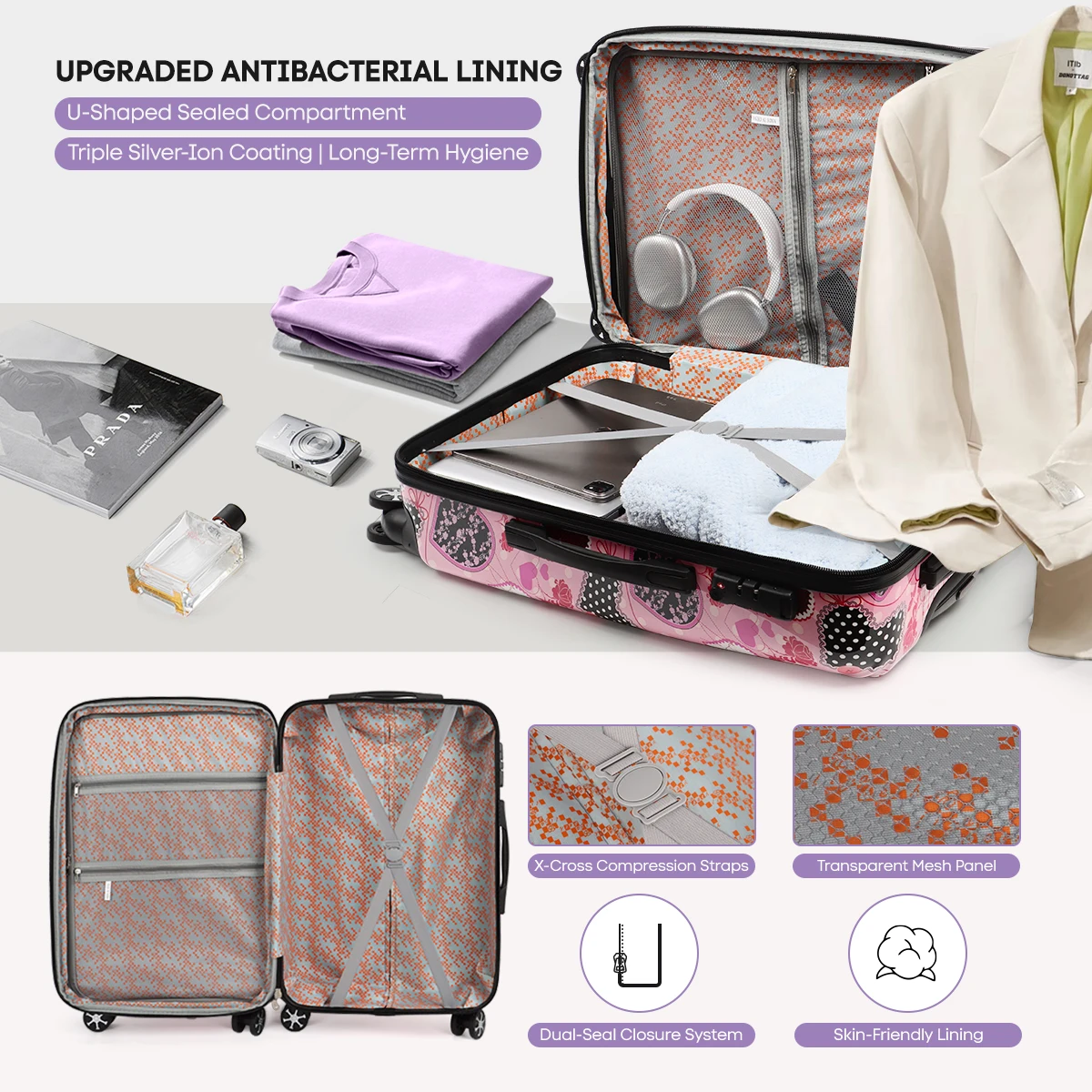 New York XPress Hardshell Luggage Carry on Luggage with Spinner & TSA Lock Lightweight 20