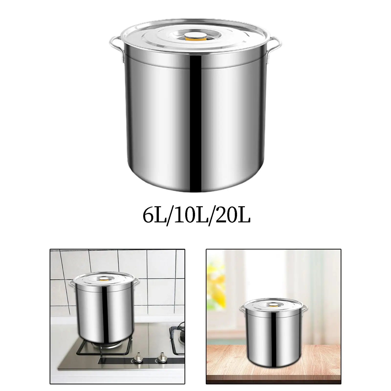 Stainless Steel Stockpot Heavy Duty for Cooking Simmering Soup Stew Large Soup Pot for Household Hotel Commercial Canteens