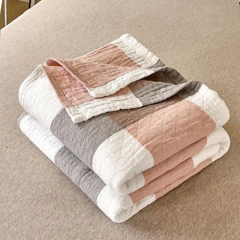 Cotton washed cotton towel quilt, three-layer gauze thin summer cool quilt, office nap blanket, sofa blanket