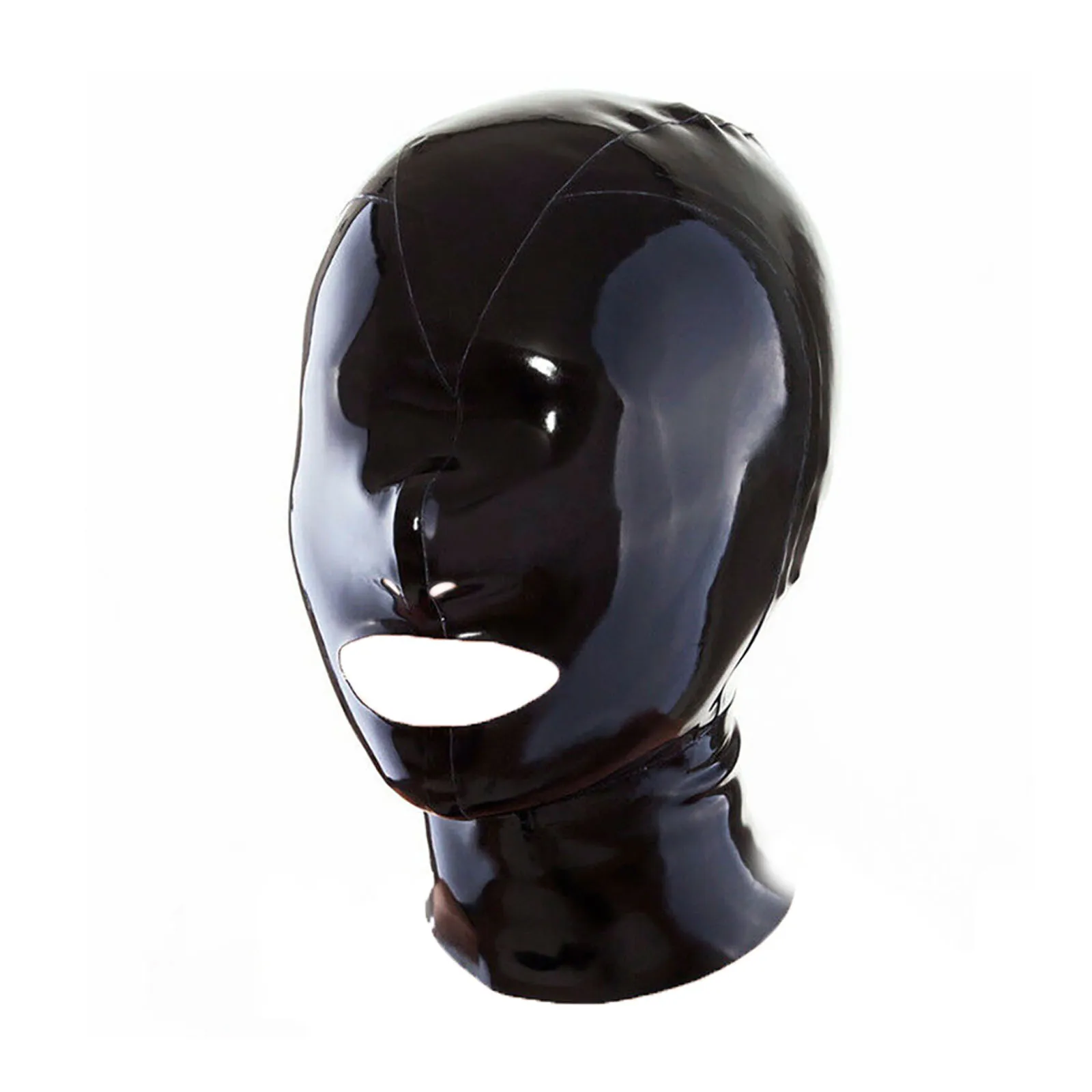 

MONNIK Latex Hood Cover Eyes Open Mouth Rear Zipper Fashion Mask for Catsuit Clubwear Cosplay Handmade