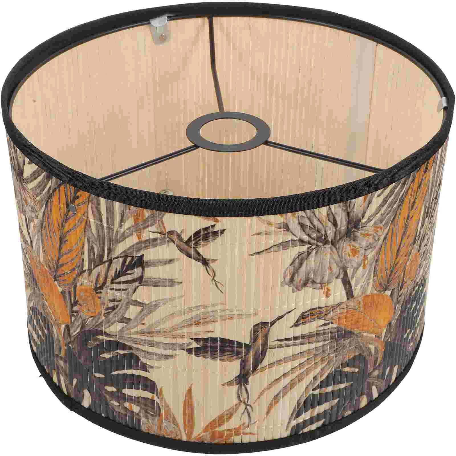 

Vintage Floral Lamp Shade Bamboo Drum Lampshade Cover E27 Chinese Style Chandelier Lamp Shades Light Cover Bedroom Lamp Shade