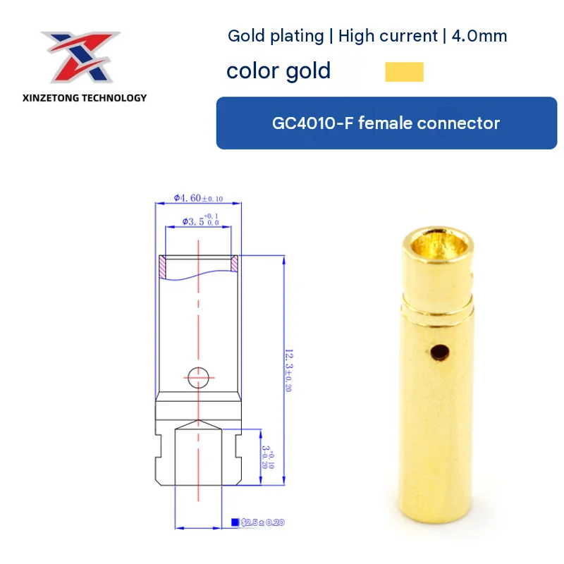 Amass GC4010-F/M Genuine 4.0mm Banana Plug/Socket (Gold-Plated) for RC Motors & ESCs – 32A Continuous Current