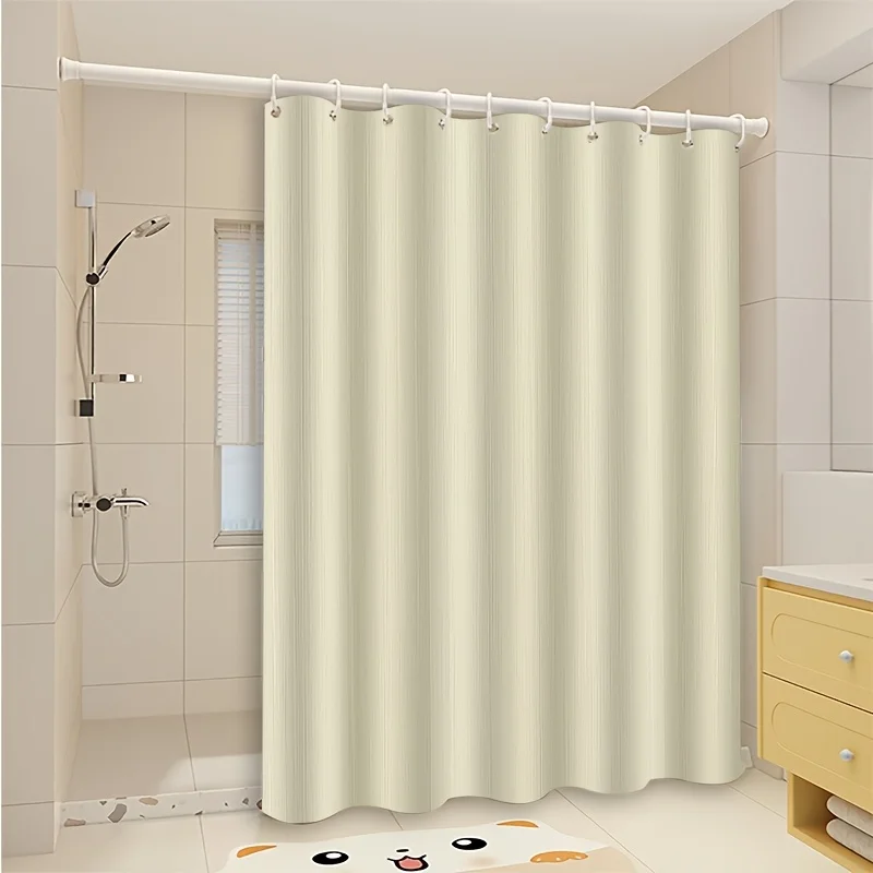 Cortina de ducha de color crema lisa, decoración de baño impermeable y duradera, elegantes cortinas de baño de tono neutro para el hogar