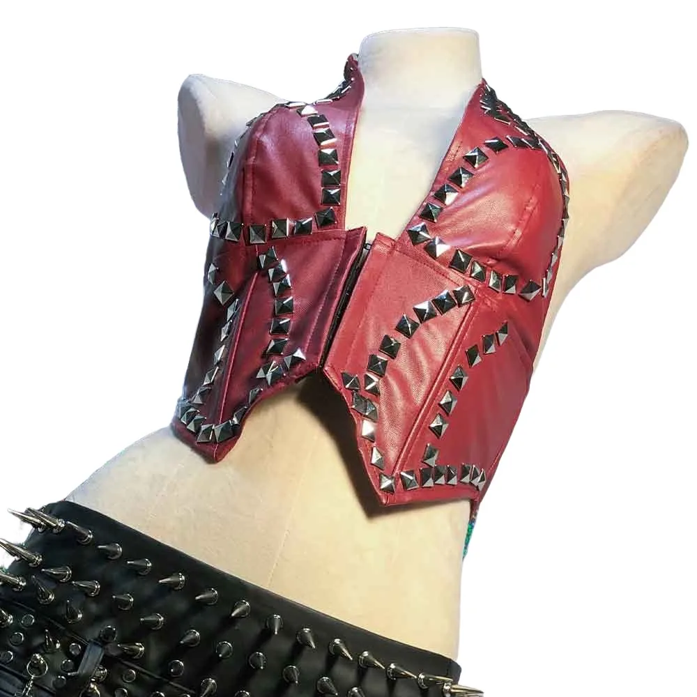 Goth Tops Rave Vkei Y2K T-shirt Punk Rock Clothes Emo Clothing Gothic Tank Festival Outfit Spiked with Spikes Grunge Sexy