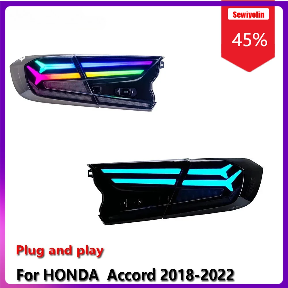 

Sewiyolin автомобильные светодиодные фонари задний фонарь в сборе для HONDA Accord 2018-2022 RGB авто противотуманные DRL тормозной указатель поворота