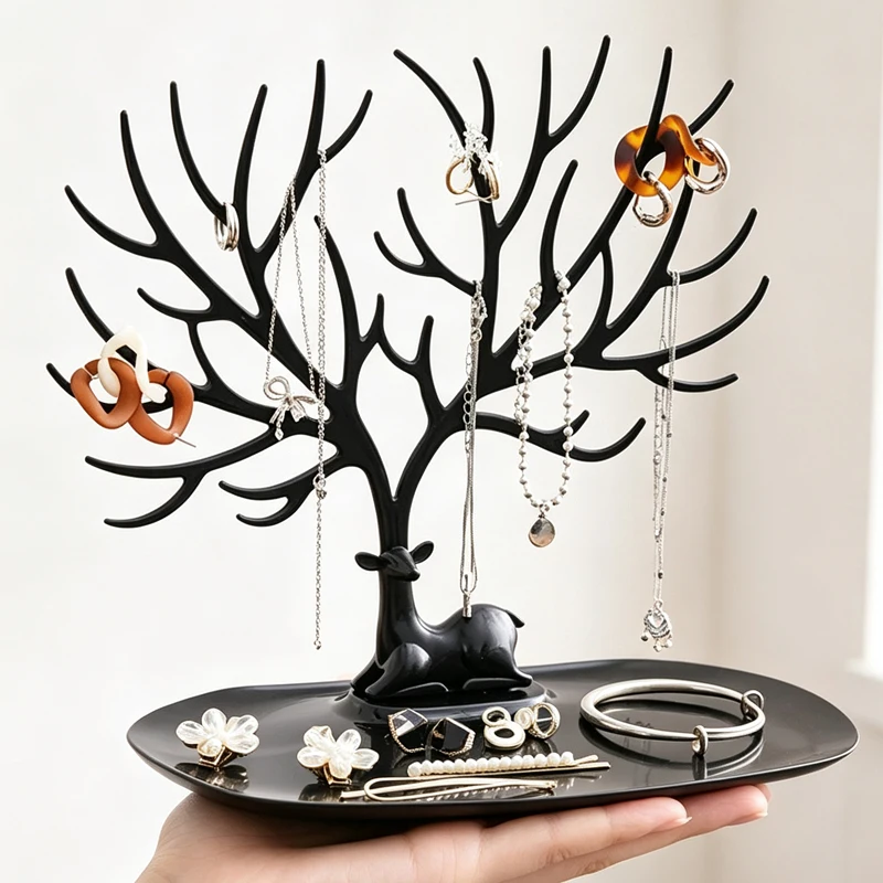 Jewelry Rack Antlers Earrings Necklaces Rings Display Bracelet Deer Jewelry Organizer Cases Stand Tray Tree Gifts For Women